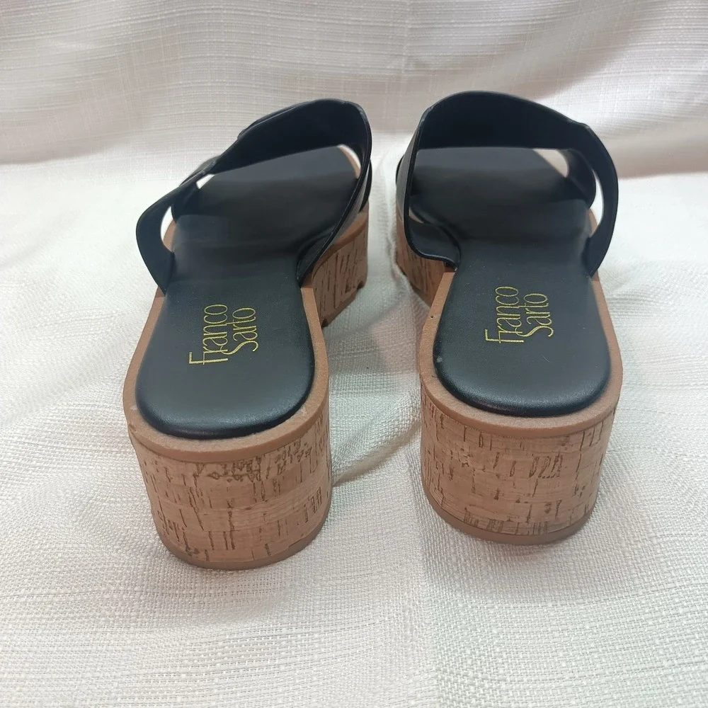 Franco Sarto‎ Women's US 9M Black Hesta Wedge Slide Sandals EUR 40